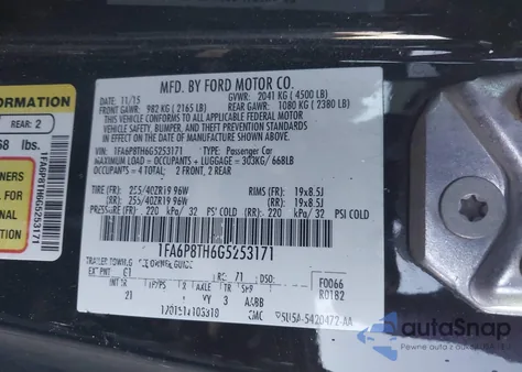 2016 Ford Mustang Ecoboost from USA, damaged, VIN 1FA6P8TH6G5253171